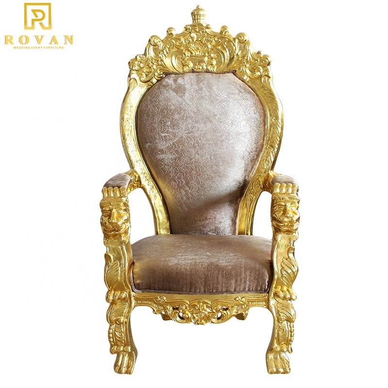 Royal king and queen throne chairs gold luxury wedding sale for bride