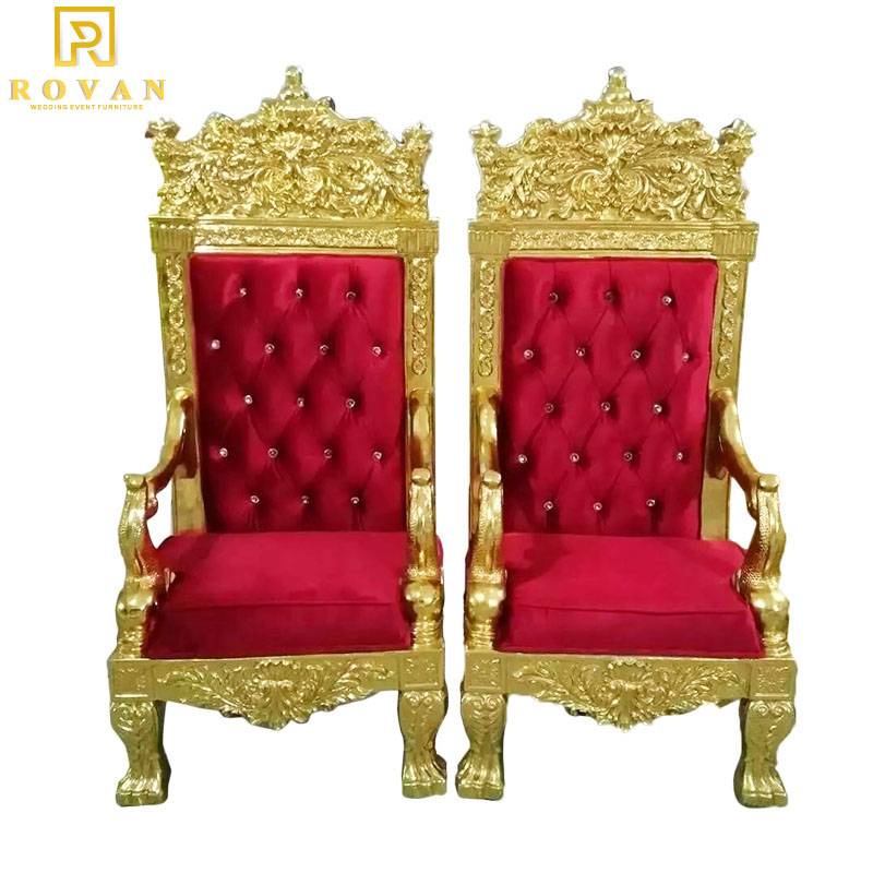 High back throne chair bridal princess throne chair red cheaper wedding bride and groom chair
