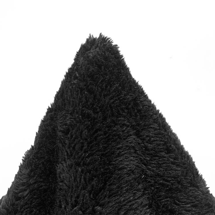 Classic Deep Black Polyester Arctic Velvet Fleece Fabric