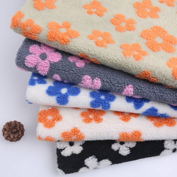 2022 Lambs Wool Fabric flower Upholstery For Furniture Soft Warm Fleece Jacquard Lamb Sherpa Wool Fabric For Sofa